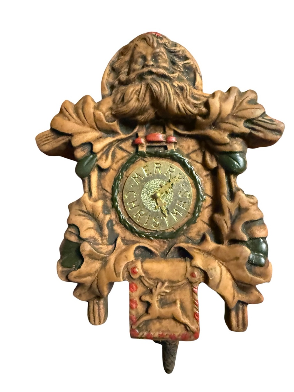 Vintage Old-World Cuckoo Clock Christmas Ornament Santa Reindeer Hallmark